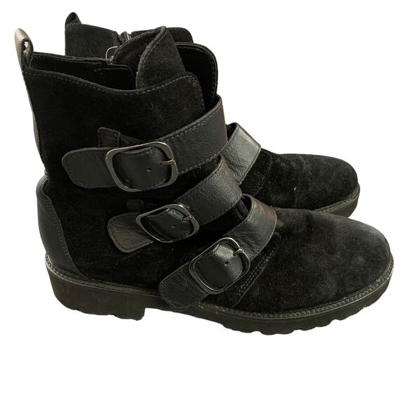 Gabor Buckled Boots US Size 7 Black Suede Leather High Ankle - Picture 1 of 4